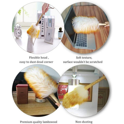 2PCS Wool Duster Home Car Dusting Tool Lint Free Reusable Soft Bristle Dust Clean