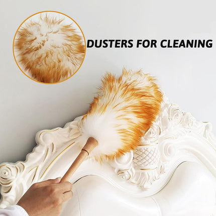 2PCS Wool Duster Home Car Dusting Tool Lint Free Reusable Soft Bristle Dust Clean