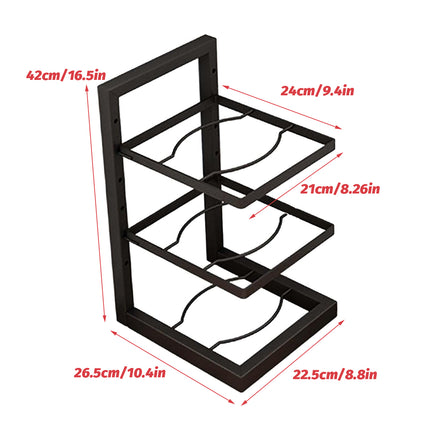 3-Layer Kitchen Pot Rack Heavy Duty Metal Cookware Organiser Space Saving
