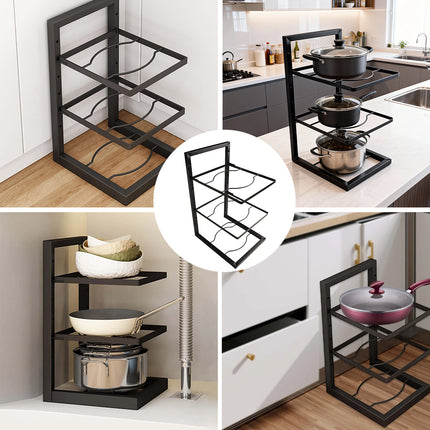 3-Layer Kitchen Pot Rack Heavy Duty Metal Cookware Organiser Space Saving
