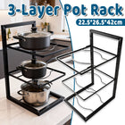 3-Layer Kitchen Pot Rack Heavy Duty Metal Cookware Organiser Space Saving