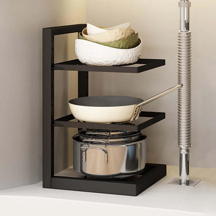 3-Layer Kitchen Pot Rack Heavy Duty Metal Cookware Organiser Space Saving