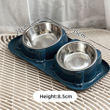 Cat Dog Food Bowl Double Slanted Mouth Feeding Water Dish Raised Pet Bowl Stand
