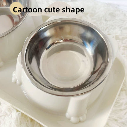 Cat Dog Food Bowl Double Slanted Mouth Feeding Water Dish Raised Pet Bowl Stand