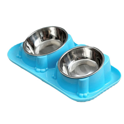 Cat Dog Food Bowl Double Slanted Mouth Feeding Water Dish Raised Pet Bowl Stand