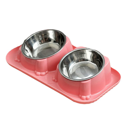 Cat Dog Food Bowl Double Slanted Mouth Feeding Water Dish Raised Pet Bowl Stand