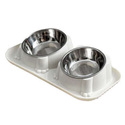 Cat Dog Food Bowl Double Slanted Mouth Feeding Water Dish Raised Pet Bowl Stand