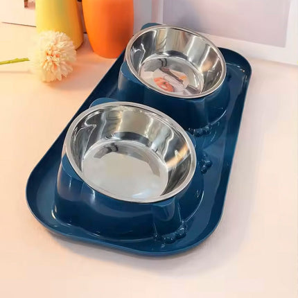 Cat Dog Food Bowl Double Slanted Mouth Feeding Water Dish Raised Pet Bowl Stand