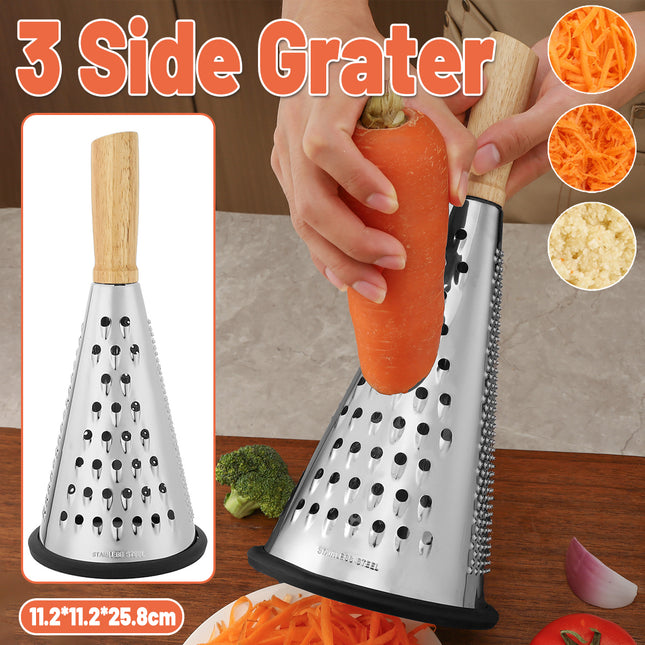 3 Side Grater Stainless Steel Cheese Potato Portable Shredder Kitchen Tool Use