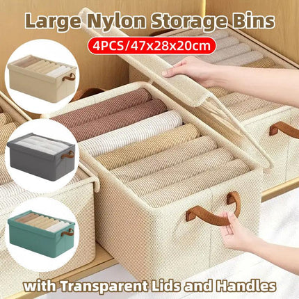 4pcs Foldable Clothes Storage Box Organizer Fabric Storage Box for Organization