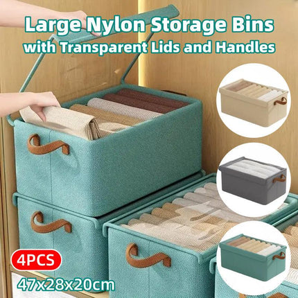4pcs Foldable Clothes Storage Box Organizer Fabric Storage Box for Organization