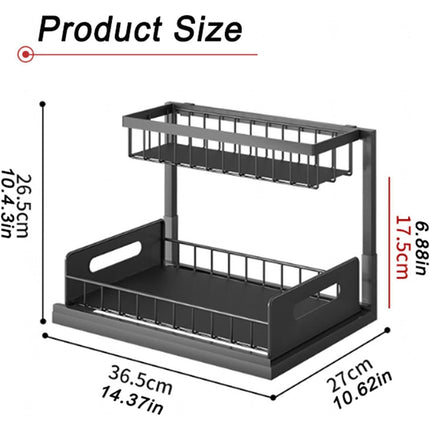 Under Sink Storage Rack Kitchen Cabinet Organizer Adjustable Shelving Unit Home