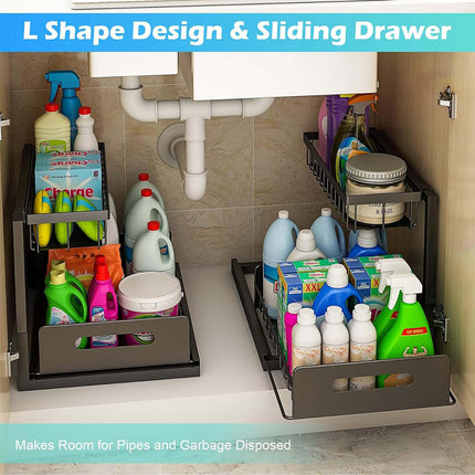 Under Sink Storage Rack Kitchen Cabinet Organizer Adjustable Shelving Unit Home