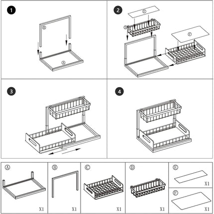 Under Sink Storage Rack Kitchen Cabinet Organizer Adjustable Shelving Unit Home