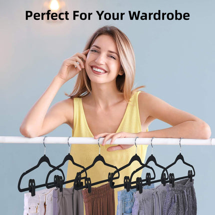 Clothes Drying Clips 20 Pack Velvet Flocking Trouser Pegs Hanger Grip Clamp Set