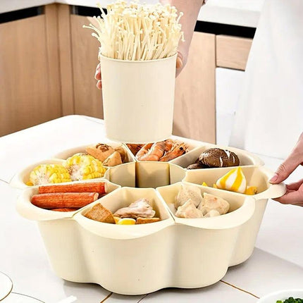 Multifunctional Hot Pot Platter 9 Grid Serving Dish Vegetable Snack Plate Tray