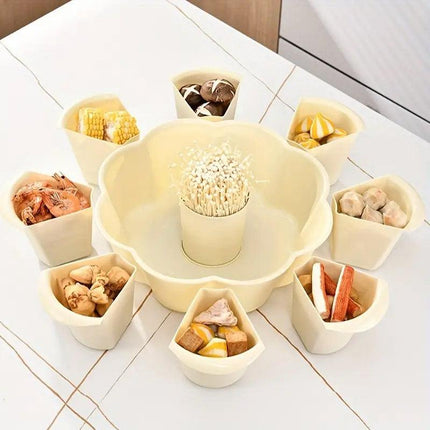 Multifunctional Hot Pot Platter 9 Grid Serving Dish Vegetable Snack Plate Tray