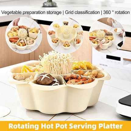 Multifunctional Hot Pot Platter 9 Grid Serving Dish Vegetable Snack Plate Tray