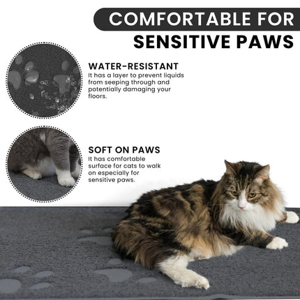 Pet Food Mat 2PCS Paw Print Design Non Slip Floor Feeding Mat for Dogs and Cats