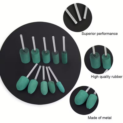 100Pcs Rubber Polishing Bits Set Rotary Tool Buffing Kit for Drill Grinding