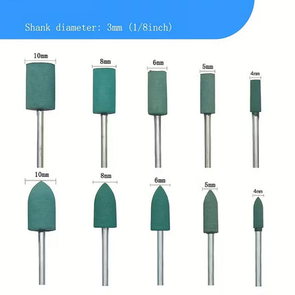 100Pcs Rubber Polishing Bits Set Rotary Tool Buffing Kit for Drill Grinding