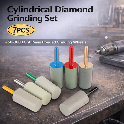 7Pcs Cylindrical Diamond Grinding Set Rotary Tool Abrasive Kit For Metal Wood