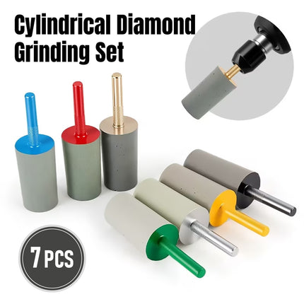 7Pcs Cylindrical Diamond Grinding Set Rotary Tool Abrasive Kit For Metal Wood