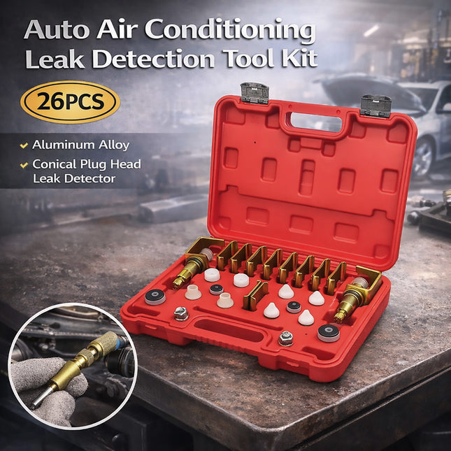 26Pcs Car AC Leak Detection Kit Automotive Air Conditioning Plug Tester Tool Set