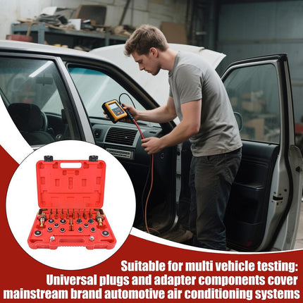 26Pcs Car AC Leak Detection Kit Automotive Air Conditioning Plug Tester Tool Set