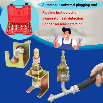 26Pcs Car AC Leak Detection Kit Automotive Air Conditioning Plug Tester Tool Set
