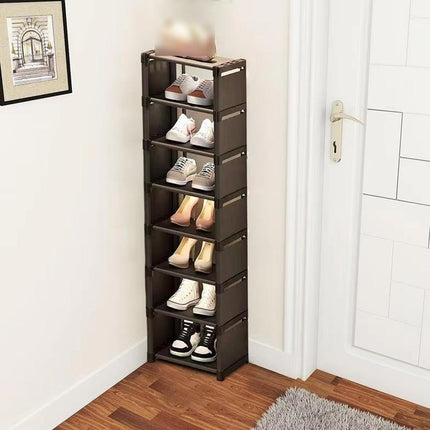 Eight Layer Black Shoe Rack Home Dustproof Shoe Cabinet Removable Multi Shelves