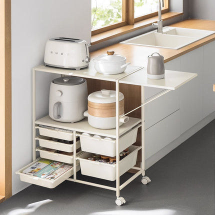 Portable Movable Multi-Layer Side Table Sturdy Storage Shelf Space Saving