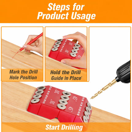 Angle Drilling Guide Tool For Precise Hole Alignment Woodworking Metalwork Diy