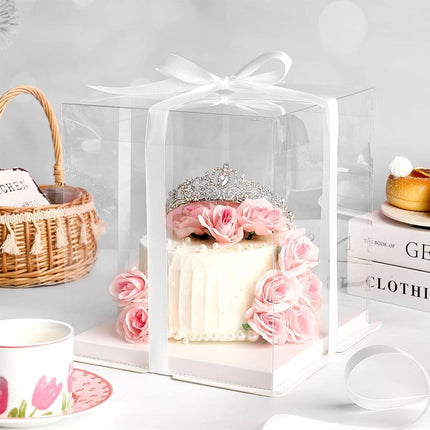 50pcs Transparent Cake Packaging Box Bakery Cake Boxes Plastic Packing Boxes