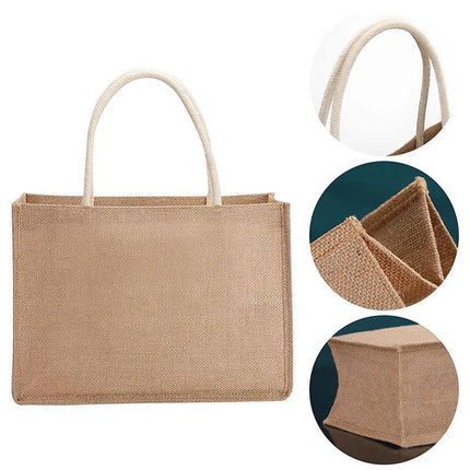 Burlap Tote Bags Blank Jute Beach Shopping Handbag Gift Bags with Handle AU SELL - Aimall