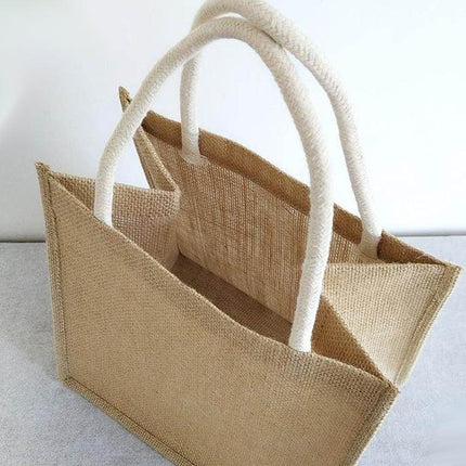 Burlap Tote Bags Blank Jute Beach Shopping Handbag Gift Bags with Handle AU SELL - Aimall