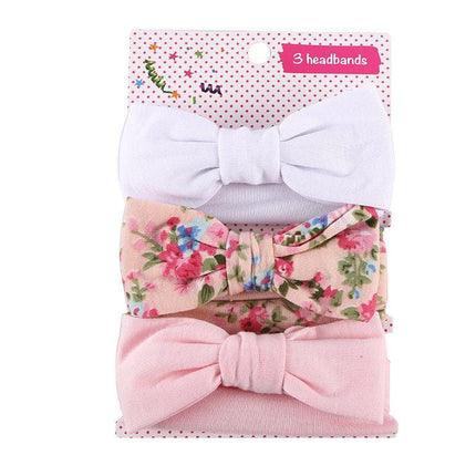 3PCS/Set Baby Girl Infant Toddler Headband Wrap Top Knot Soft Single Bow Turban - Aimall