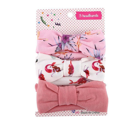 3PCS/Set Baby Girl Infant Toddler Headband Wrap Top Knot Soft Single Bow Turban - Aimall