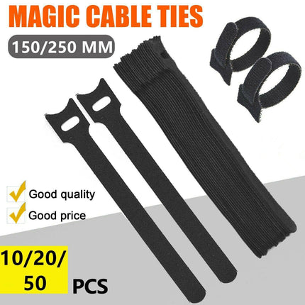 10/20/50X Magic Cable Ties Reusable Hook And Loop Cable Ties Organiser Cords Au - Aimall