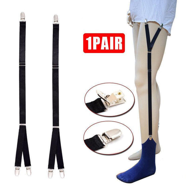 1 Pair Y-Style Men's Shirt Stays Garters for Military Uniform Sock Hold - Aimall