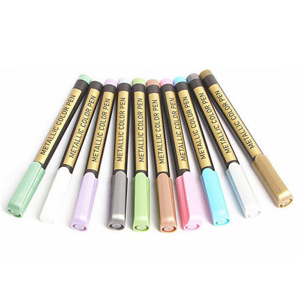 10Pcs/Set Waterproof Acrylic Paint Pens for Art on Metal Glass & Rock - Aimall