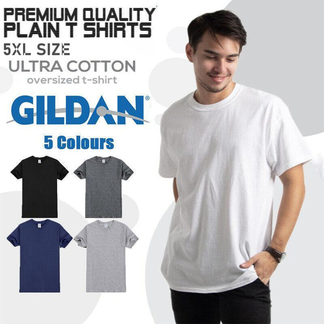 5XL Gildan Men T-Shirt Plain Blank 100% Premium Cotton Basic Tee Short Sleeve 76000 - Aimall