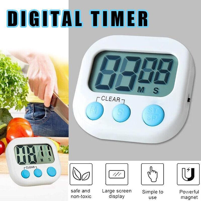 Kitchen Timer Large Lcd Digital Display Screen Magnetic Count Down Sport Alarm - Aimall