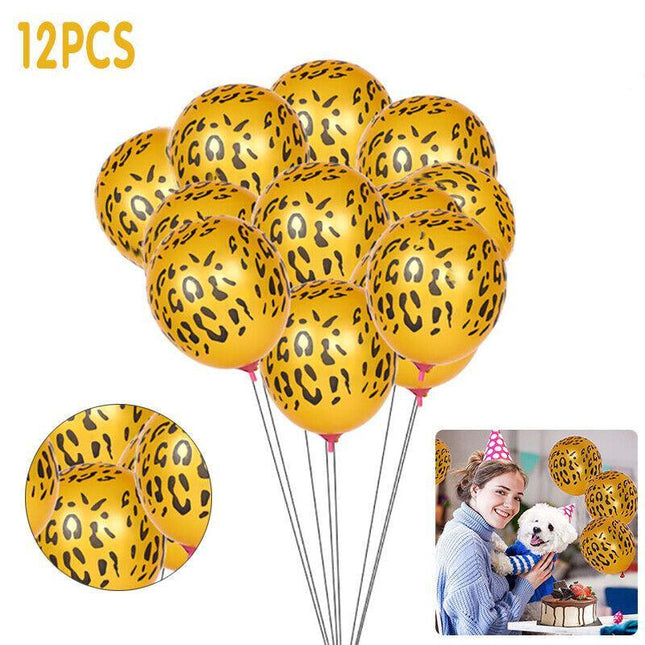 Leopard Spot Print Balloons X 12 Safari Zoo Jungle Farm Animal Party Decoration - Aimall