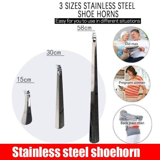 15Cm/30Cm/58Cm Long Handle Shoehorn Stainless Steel Shoe Horn Lifter Tool New Au - Aimall