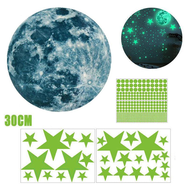 435Pcs Glow In The Dark Luminous Stars And Moon Planet Space Wall Stickers Decal - Aimall