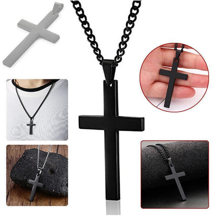 Stainless Steel Cross Pendant Men Women Chain Necklace Religious Jewelry Au - Aimall