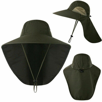 1x Neck Flap Cap Unisex Outdoor Sport Fishing Hat Sun Protection Wide Brim Cover - Aimall