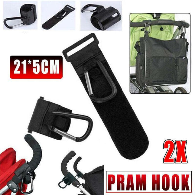 2X Pram Hook Baby Kids Stroller Hooks Shopping Bag Clip Carrier Pushchair Hanger - Aimall