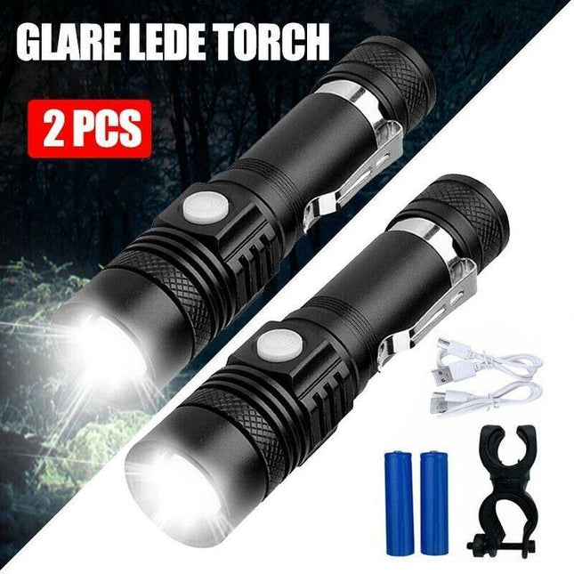 2X 60000Lm Led Flashlight Torch For Bike Mount Usb Rechargeable T6 Xm-L Au - Aimall